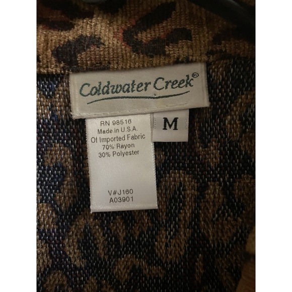 Vintage Coldwater Creek Tapestry Vest Womens  Leopard Print Cheetah Thick Sz M - Picture 2 of 11